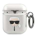 Etui KARL LAGERFELD Apple AirPods Glitter Karl`s Head Srebrny Case